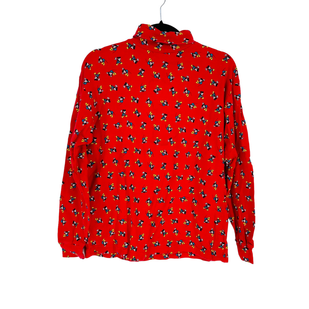 Vintage Mickey & Co All Over Micky Mouse Print Red Turtle Neck Top - Picture 1 of 6